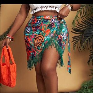 Colorful Fringe Wrap Skirt